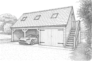 Oak Frame Garage Sketch Design
