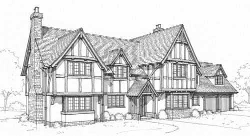 Oak Framed House Sketch