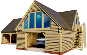 L Shaped Oak Garage