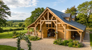 Oak Barn with Brick Cladding