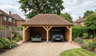 Two Bay Oak Frame Garage